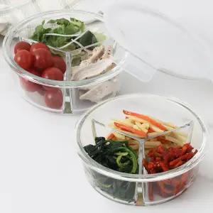 파쿠젠 내열유리 밀폐용기 반찬통 세트 2p 나눔 반찬통 원형