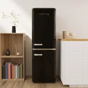쿠잉 레트로 소형냉장고 REF-C153 블랙 2도어 투도어 미니 원룸 사무실