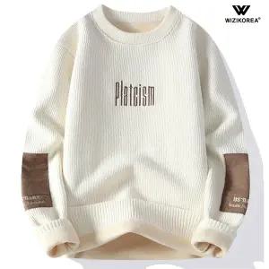 [위즈아이]남성 여름 남성 기모 안감 니트 스웨터 털 소매 긴팔티 WI010N