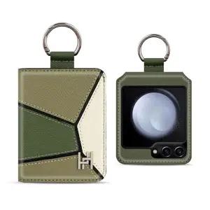 천연 소가죽 링 고리 카드 지폐 수납 힌지보호 지갑 케이스 갤럭시 Z플립7 6 5 4 3 2 제트플립 지플립