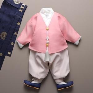 [꼬까한복]큐티마고자 핑크 남아한복 백일 돌