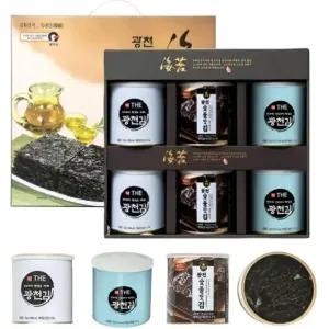 재구매 하고싶은 광천김 6캔 3종 혼합 세번 구운 바삭한 명절 선물세트
