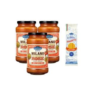 폰타나 밀라노 크림치즈 로제 파스타소스, 600g, 3개 + 이탈리아 캄파니아 스파게티 500g,1개