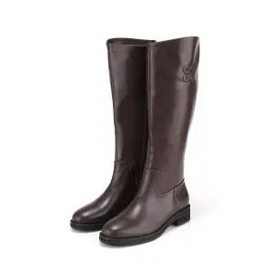 [BABARA](신세계 사우스시티)소가죽 자수 베이직 4cm 롱부츠 BBH881BR