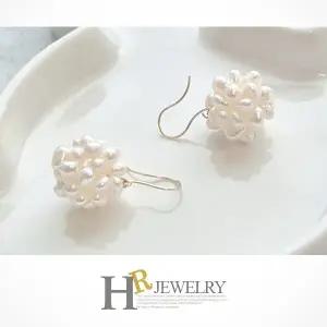 [호림쥬얼리]14K Gold 후크침 밥풀담수 히트_예쁜(HR)14K 못난이 볼 진주 귀걸이