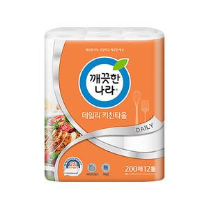 깨끗한나라 데일리 키친타올 200매 12롤 1팩