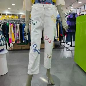 베네통/애플아울렛/컬러 자수 배기핏 데님 팬츠 BADPA6511