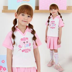 캐치! 티니핑 여아용 하츄핑 5부 카라티 플리츠 스커트 세트PK