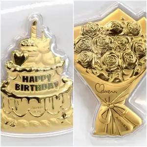 [신쥬얼리] 24K 순금 생일케익 꽃다발 0.2g 0.3g) 저중량 초경량 행운 가득 미니 선물 - 생일 기념일 강추