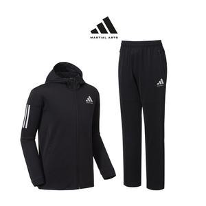아디다스 컴뱃스포츠 마샬아츠 니트 후드 트레이닝 세트 TR140II HS BK(블랙) 남녀 슬림핏