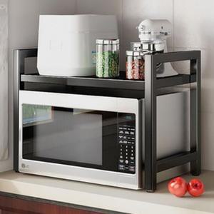 전자레인지 선반 2단 거치대 변형없는 탄소강소재 너비조절 블랙 화이트