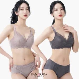 비비안 노와이어 브라 팬티 세트 레이스 저중심 여성 속옷 A~C컵 PBR7168S