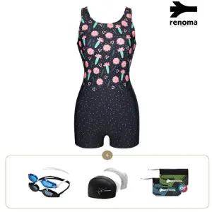 [롯데백화점]레노마 여성 선인장 U백 2부 반신수영복 수경수모세트 LS2F864SET_BK
