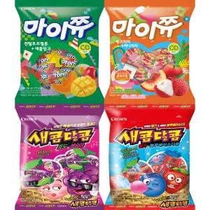 마이쮸 284g 멜론/망고(1개)+리치/피치(1개)+새콤달콤 200g 딸기블루레모네이드(1개)+포도복숭아(1개)