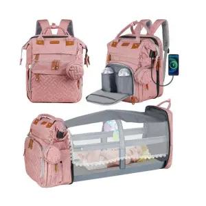 접이식 아기침대 기저귀가방 휴대용 신생아 외출용 대용량 백팩
