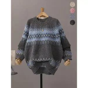 [모노시크]프레브 노르딕 배색 오버핏 니트 MNKT246_P409077162