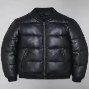 남자 양가죽 다운 오버핏 덕다운 레더 블랙 자켓 고품질 재킷 코트 항공 슈퍼 남성용 가죽