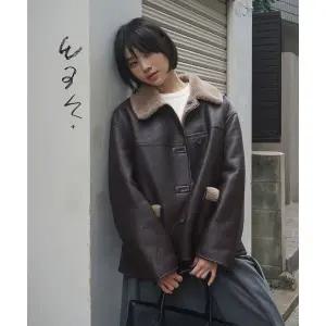 MOOD INSIDE WOMAN (woman) 리버시블 무스탕 하프 코트_Brown