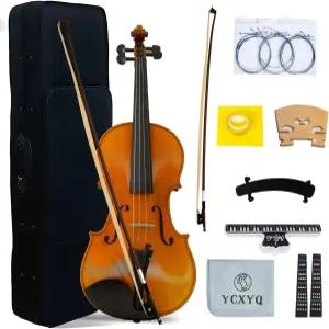 YCXYQ 바이올린 4 /4 풀사이즈 수제 전문 우수 패턴 유럽 메이플 백 에보니 핑거보드 고급 액세서리 초보자