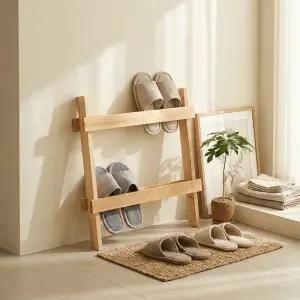 인테리어 고무나무 원목 실내화 거치대 슬리퍼 걸이 정리대 2color