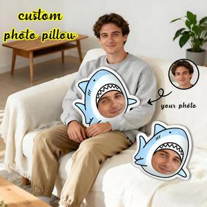 맞춤형 재미있는 얼굴 베개 - 사진 양면 인쇄, 상어, 생일, 날, 그녀, 이상적인 발렌타인데이, 티룸, 소파, 주부, 그를, 독특하고 통기성, 선물, 어머니에게 아버지의 추수감사절, 어머니의 적합, 졸업, 결혼식,