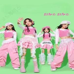 코드루이스 귀여운 핑크 초등 방송댄스복 스팽글 걸그룹 무대 의상