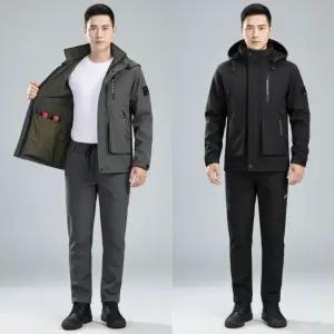 남성 겨울 기모 등산복 쟈켓 바지 세트 바람막이 트레이닝복 따뜻한 작업복 아웃도어 캠핑 낚시