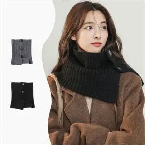 단추 겨울 레이어드 머플러 방한 니트 목도리 넥워머