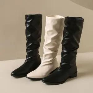 고품질 여성 주름 레더 부츠 롱부츠 멋스러운 패션 슈즈 (WFKBQA2)