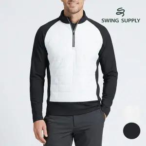 [스윙서플라이] 남성 겨울 다운 하프집업 반패딩 기모 골프 티셔츠 가볍고 따뜻한 W441TS37