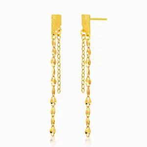 갤러리아 순금 24K 귀걸이 롱 샤인 드롭 체인