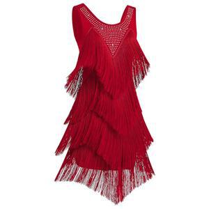이바콤 여성용 라틴 댄스 드레스 프린지 스팽글 플래퍼 볼룸 1920년대 태슬 살사 탱고 의상