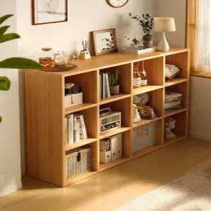 낮은 진열장 사물함 책장 12칸 정리 오크 4칸 2단 우드 목재