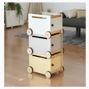 원목 이동식 장난감 정리함 다용도 수납장 바퀴형 정리대 52x35x12cm 3단