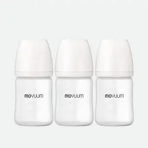[모윰] 실리콘 코팅 노꼭지 유리 젖병 150ml 트리플팩