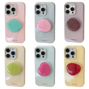 아이폰 17 16 15 14 13 12 프로 맥스 감성 파스텔 그립 스마트톡 거치대 심플 실리콘 케이스