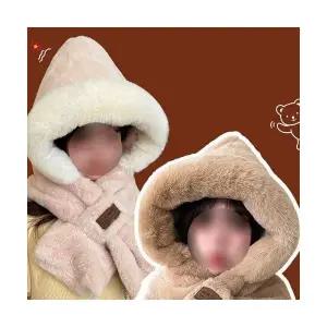 일체형 신상 포근한 겨울 모자 목도리 밍크털 방한 따뜻하고 후드목도리 트렌드