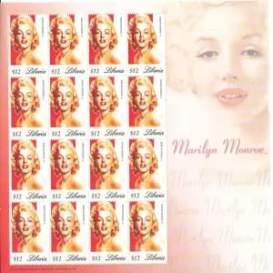 마릴린 먼로를 위한 라이베리아 일반 수집용 우표