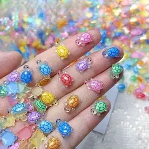 행운의 미니 거북이 파츠 100개 스쿱 야광 선물 행운템 네일