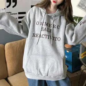 [하프클럽/알티피아]여자 박스 후드 티셔츠 오버 루즈 핏 회색 겨울 코디