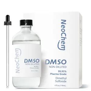 디메틸 설폭사이드(DMSO) 99.95 순수 액체 4온스. DMSO 제약 등급 비희석 원액 및 무취 프리미엄 유리병에