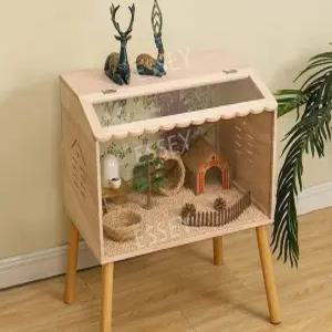 원목 나무 대형 골든 사육장 케이지 햄스터 하우스 조명