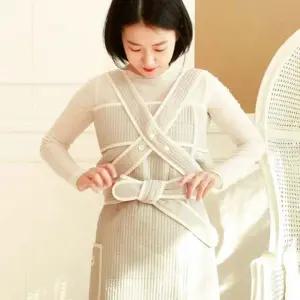 베이비꼬 X자형 포대기 체크 베이지 7부