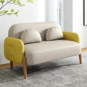 거실 2인용 이이보리+옐로우 패브릭 소파 108cm (WFHJKMF)