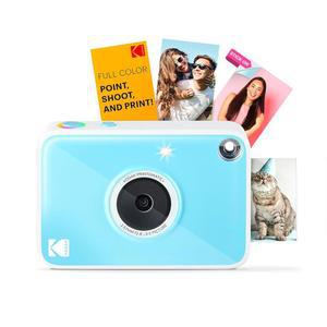 인터랙티브 RGB LED 상태 표시기가 있는 Kodak Printomatic+ 즉석 인쇄 디지털 카메라(Blue) 10MP 휴대용 카메라, Zink 2x3 u201D 스티커 뒷면 사진 용지에 풀 컬러 - 쉽고 재미있게