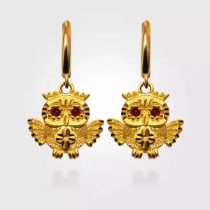 [베티블루] 995 999 24K 순금 클로버 왕관 부엉이 여성 7.5g 금 원터치 귀걸이