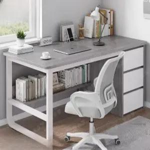 서랍형 컴퓨터 책상 그레이 데스크 원목 사무용 공부 서재