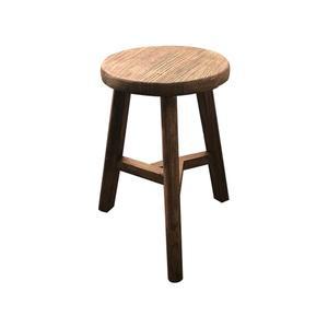 레트로 빈티지 우드 현관 스툴 원형 소형 낮은의자 원목 의자 신발 고재