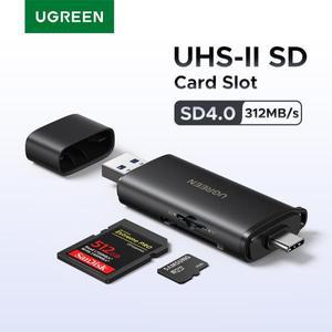 UGREEN SD4.0 카드 리더기 312MBs USB-CUSB-A USB 메모리 (SD 마이크로 UHS-II 지원) 노트북 아이폰 삼성 P