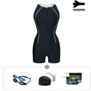 [롯데백화점]레노마 여성하프집업2부반신수영복수경수모세트  LS2F263SET_BK
